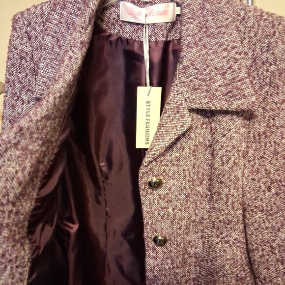 NWT Women's Burgundy Cream Lined Blazer Jacket Spring Fall Winter Jackets 4S - Picture 10 of 10
